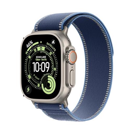 Apple watch ultra 3 gps + cellular, cassa 49 mm in titanio naturale con trail loop blu/blu acceso - m/l