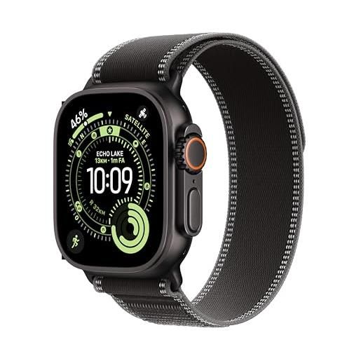 Apple watch ultra 3 gps + cellular, cassa 49 mm in titanio nero con trail loop nero/cenere - s/m