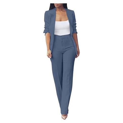 HEONSATI vestiti elegante donna completo da cerimonia casual aperto davanti colletto complete da cocktail eleganti con bottoni set da lavoro giacca e pantalone abito due pezzi curvy per sera party