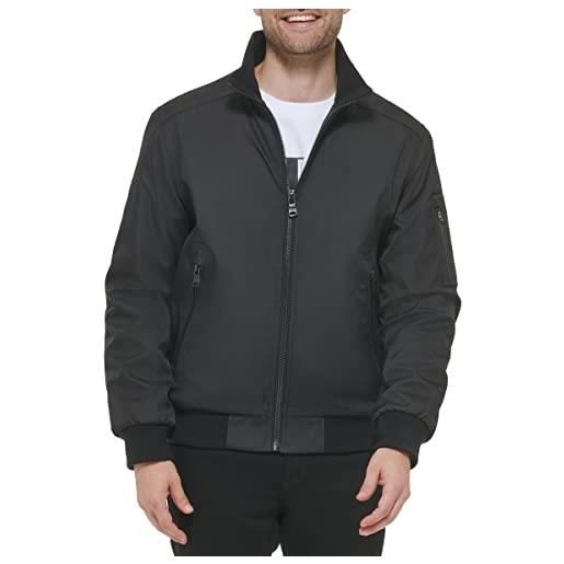 Calvin Klein men's winter coats - sherpa-lined hooded soft shell jacket, jet black, small