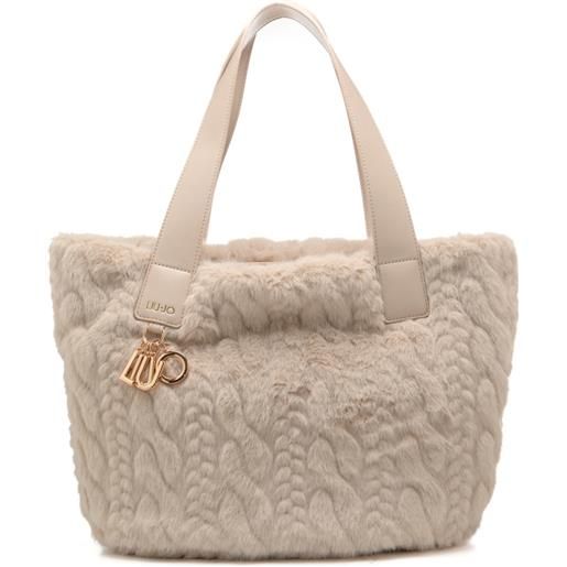 Liu Jo borsa a spalla da donna in pelliccia sintetica neutra