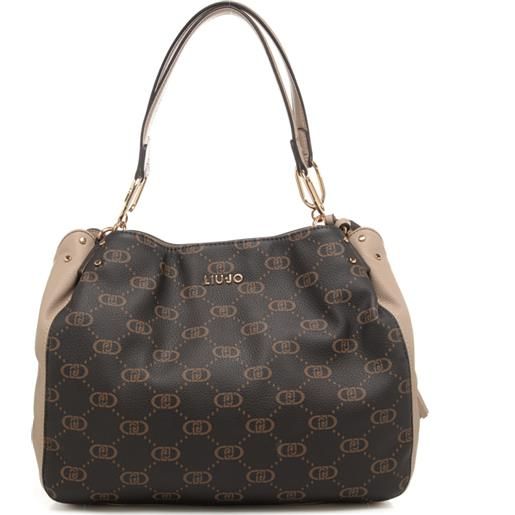 Liu Jo borsa a spalla bowler da donna con pattern logo monogram neutro