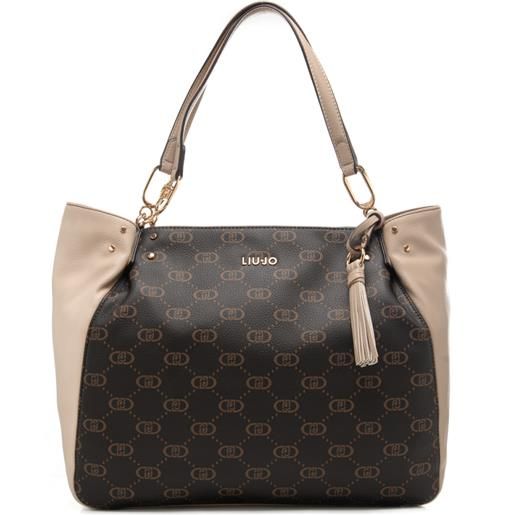 Liu Jo borsa a spalla da donna con pattern logo monogram neutro