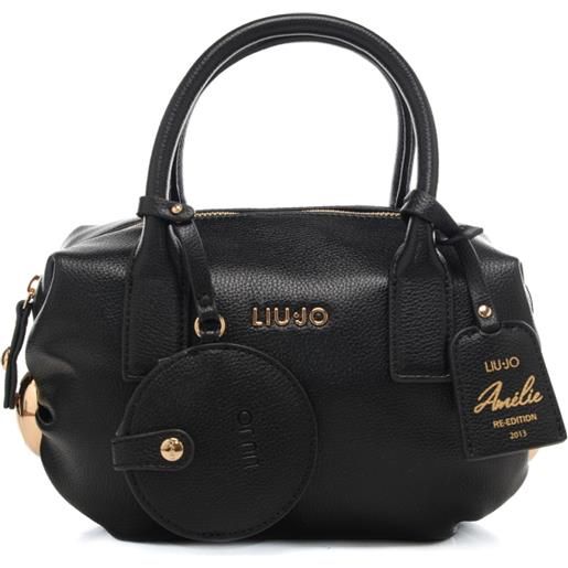 Liu Jo borsa a mano mini bowler da donna con stampa con effetto bottalato nera