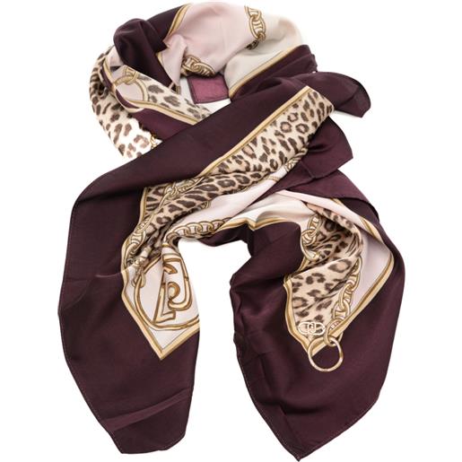 Liu Jo foulard da donna con stampa a fantasia animalier e catene rosso