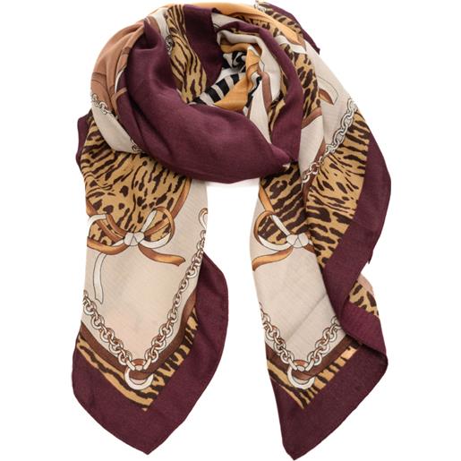 Liu Jo sciarpa foulard da donna con stampa a fantasia animalier e fiocchi naturale