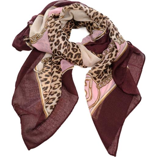 Liu Jo sciarpa foulard da donna con stampa a fantasia con catene e animalier rossa