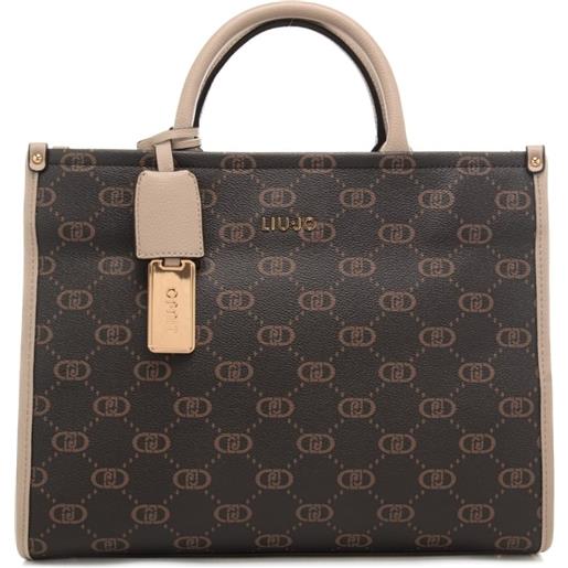 Liu Jo borsa a mano da donna con pattern logo monogram e profili a contrasto colore neutra