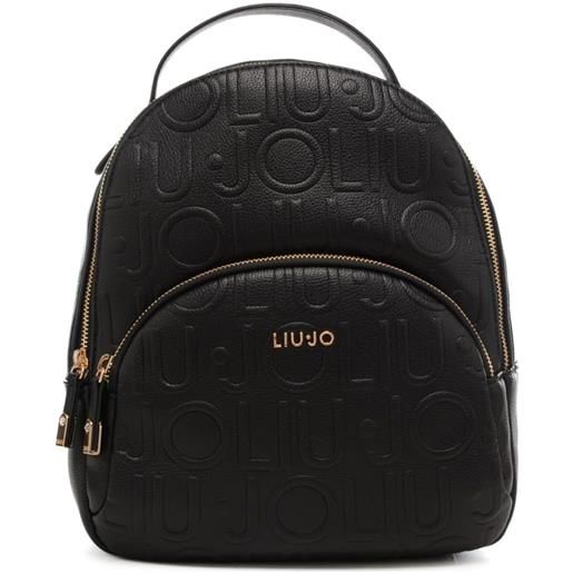 Liu Jo zaino piccolo da donna con logo lettering in rilievo all over nero