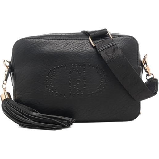 Liu Jo borsa a tracolla da donna con maxi logo monogram in rilievo sul davanti nera