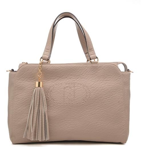 Liu Jo borsa a spalla grande da donna con maxi logo monogram in rilievo sul davanti neutro