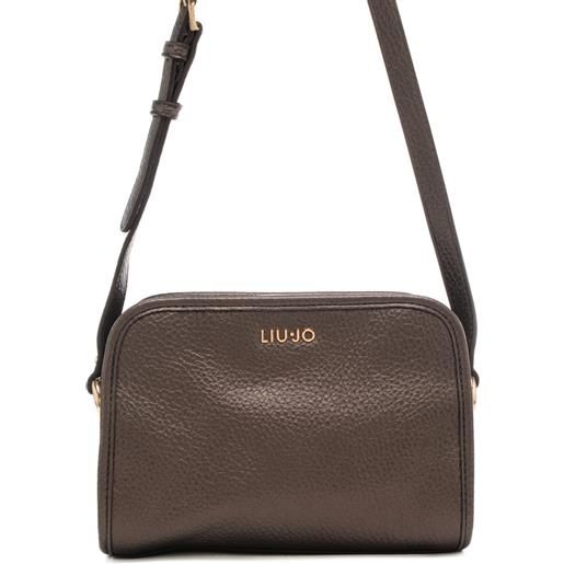 Liu Jo borsa a tracolla da donna con effetto martellato e logo lettering sul davanti moro chiaro