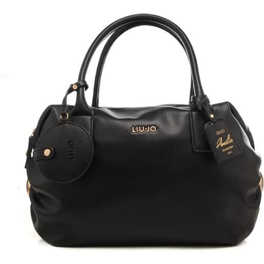 Liu Jo borsa a mano bowler da donna con stampa con effetto bottalato nera