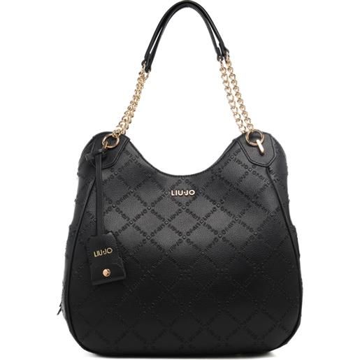 Liu Jo borsa a spalla da donna con design logato geometrico all over nera