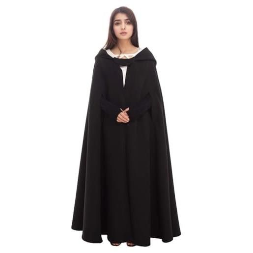 GRACEART donna poncho mantella lungo largo alla moda con bottoni cosplay mantello (lungo-caffè)