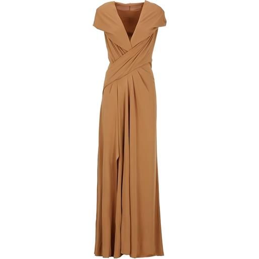 Alberta Ferretti abito lungo drappeggiato - marrone