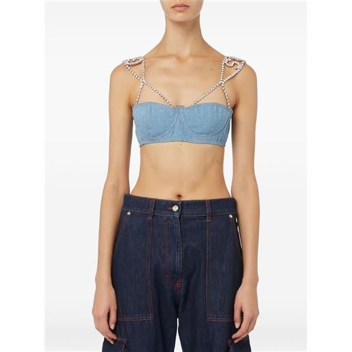 GCDS top denim bling - blu