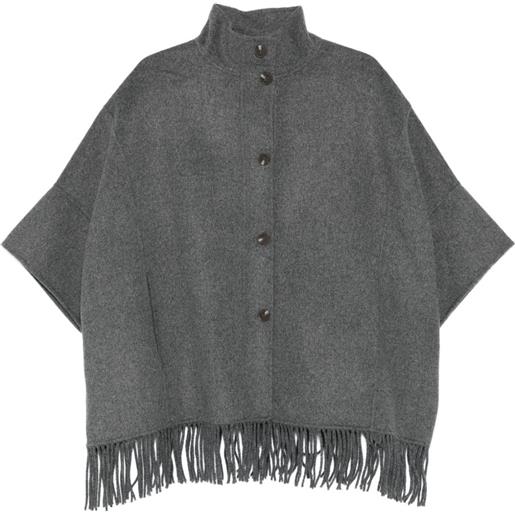 YERSE cappotto a collo alto con frange - grigio