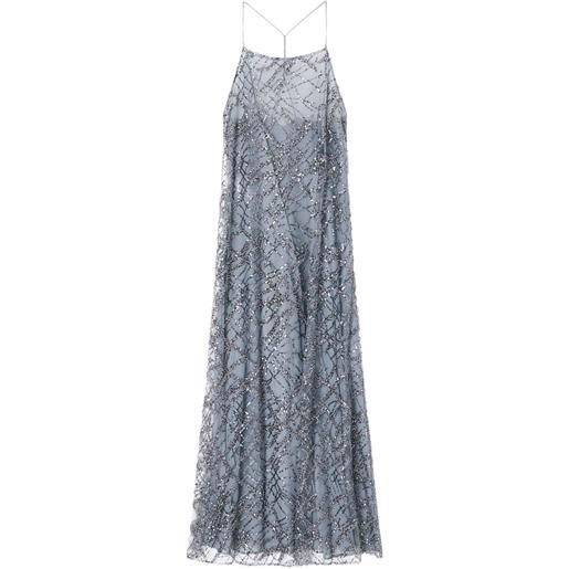 Emporio Armani abito lungo con paillettes - argento