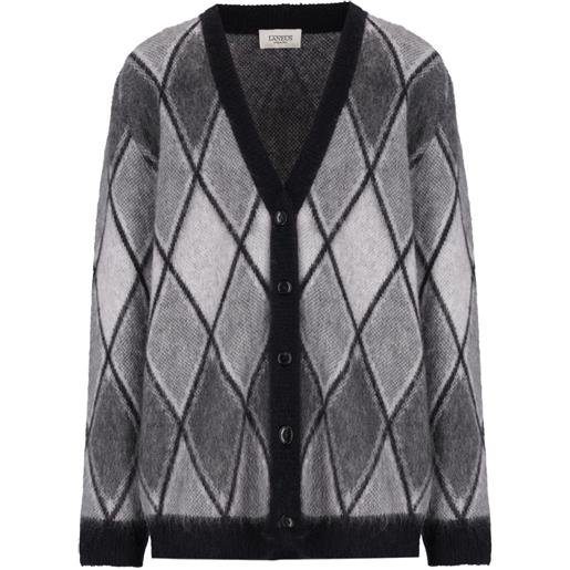 Laneus cardigan con motivo a rombi - grigio