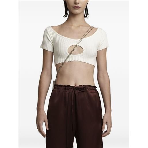 Gloria Coelho top a coste con dettaglio cut-out - bianco