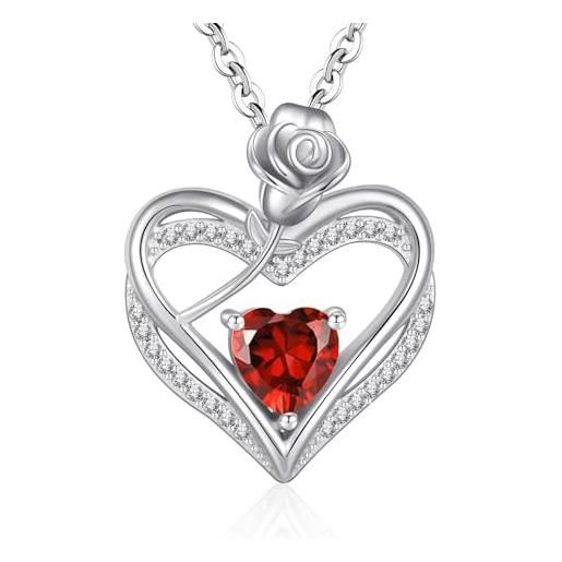 LOVANS Collana da donna a forma di croce in argento 925 con zirconi a