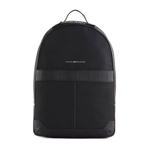 Tommy Hilfiger zaino uomo th elevated nylon backpack bagaglio a mano, nero (black), taglia unica