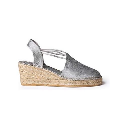 Toni Pons espadrillas da donna in tessuto di seta e cotone - turia - argento, 38 eu