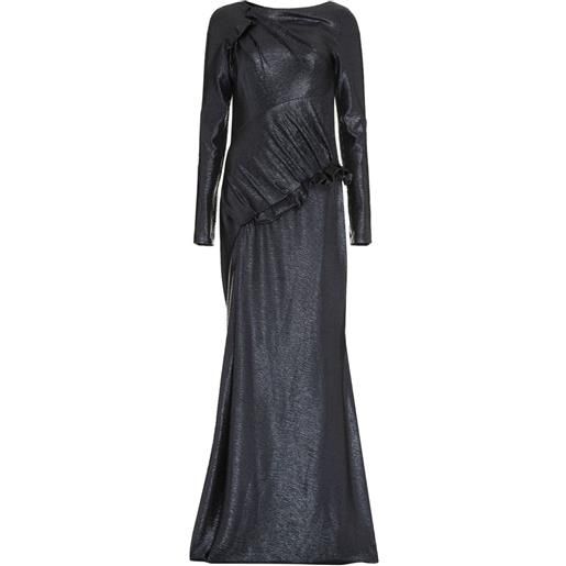 Talbot Runhof abito lungo con ruches - nero