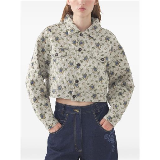 Antik Batik giacca crop a fiori - verde