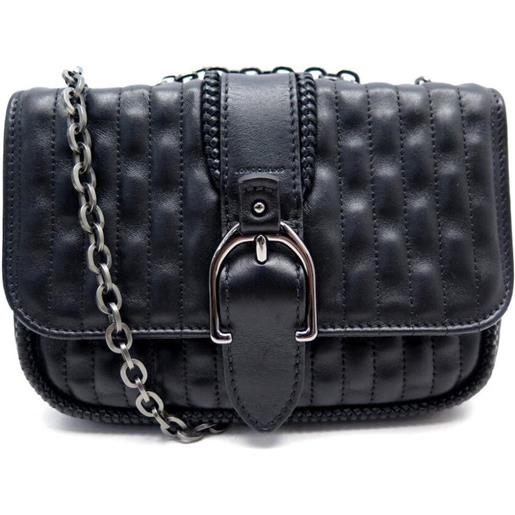 Longchamp borsa a tracolla trapuntata con catena - nero