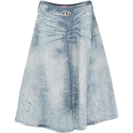 Diesel gonna midi svasata con placca logo - blu