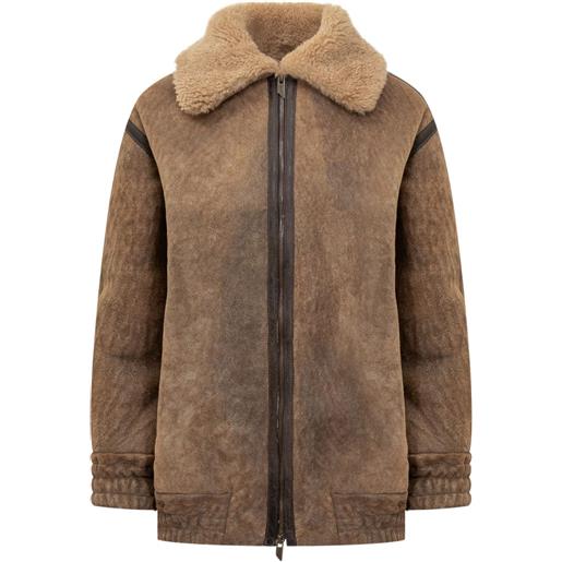 Salvatore Santoro cappotto con collo in shearling - marrone
