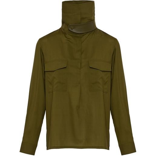 Yves Salomon blusa a collo alto - verde