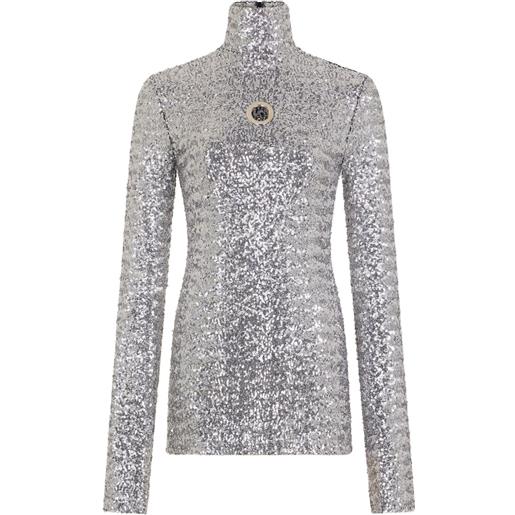 Rabanne top a maniche lunghe con inserti - argento