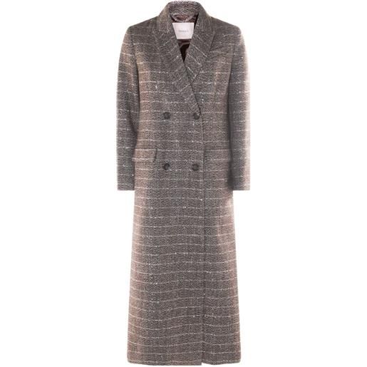 TWINSET cappotto doppiopetto con motivo a spina di pesce - grigio