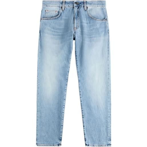 Fay jeans con applicazione in pelle - blu
