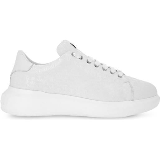 Philipp Plein sneakers in pelle goffrata con monogramma - bianco