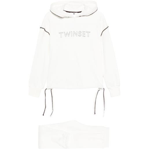 TWINSET pantaloni sportivi con orli elasticizzati - bianco