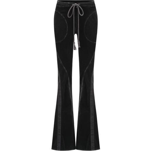 OUDE WAAG pantaloni in velluto con coulisse - nero