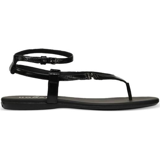 Hogan sandali in pelle con suola piatta - nero