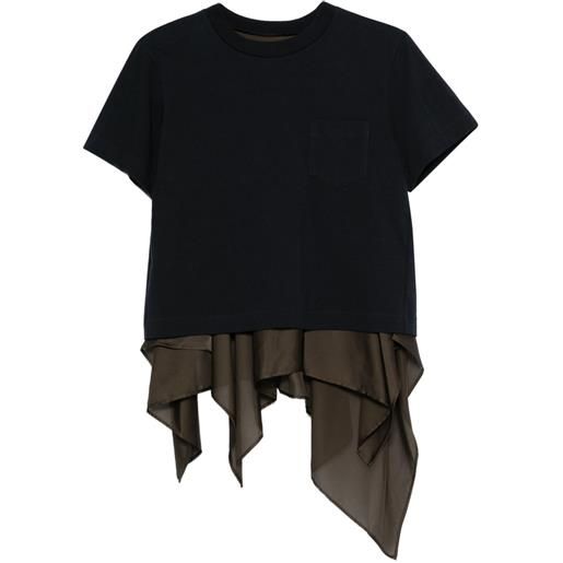 sacai t-shirt con orlo drappeggiato - blu