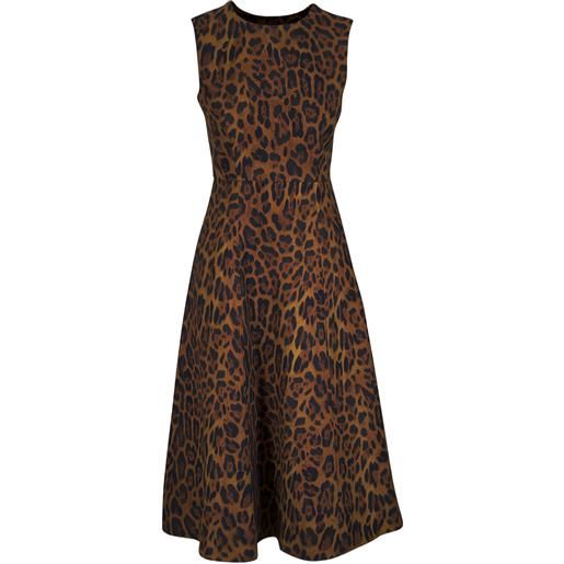 Adam Lippes abito eloise midi leopardato senza maniche - marrone