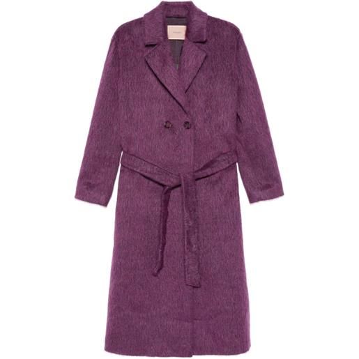 TWINSET cappotto doppiopetto con cintura - viola