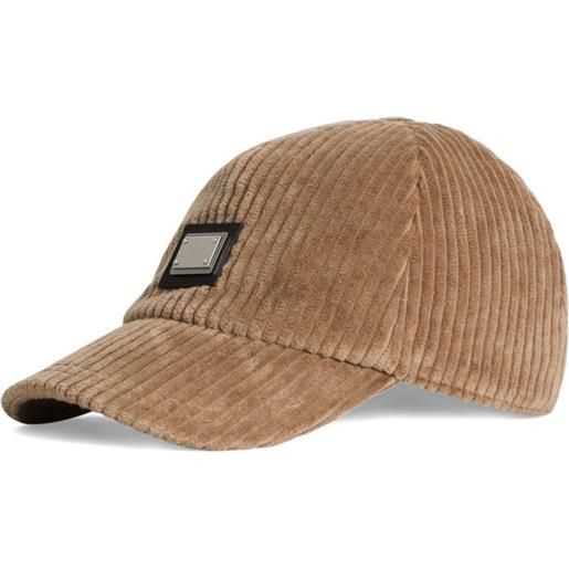 Dolce & Gabbana Kids cappello da baseball con placca logo - marrone