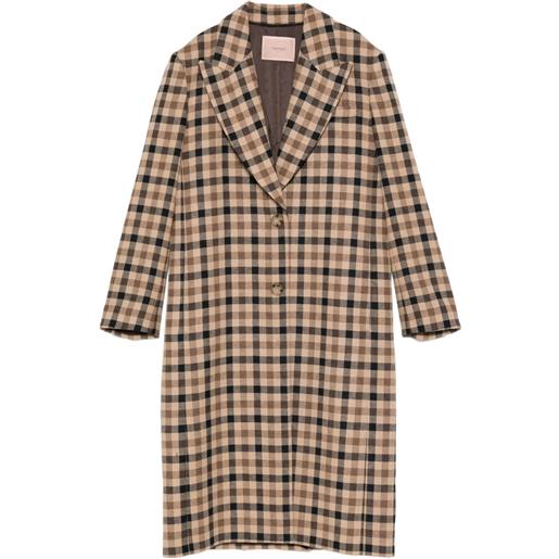 TWINSET cappotto monopetto a quadri - toni neutri