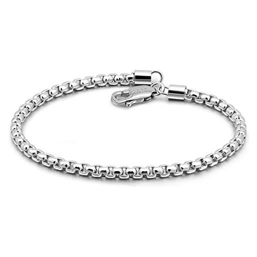 Bracciale Catena Cerchi Diamantati in ARGENTO 925 Galvanica Rodio 30318