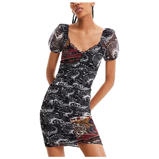 Desigual woman knit dress short sleeve nan, nero, l donna