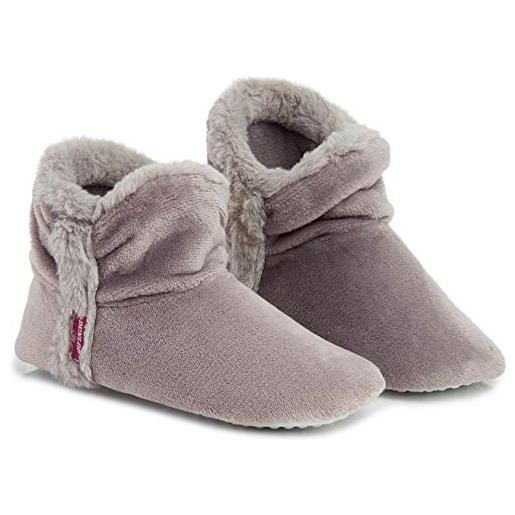 DUNLOP pantofole donna invernali carine e comode, pantofole a stivaletto imbottite calde memory foam, pantofola da casa invernale, regalo di natale, di compleanno (41 eu, grigio chiaro)