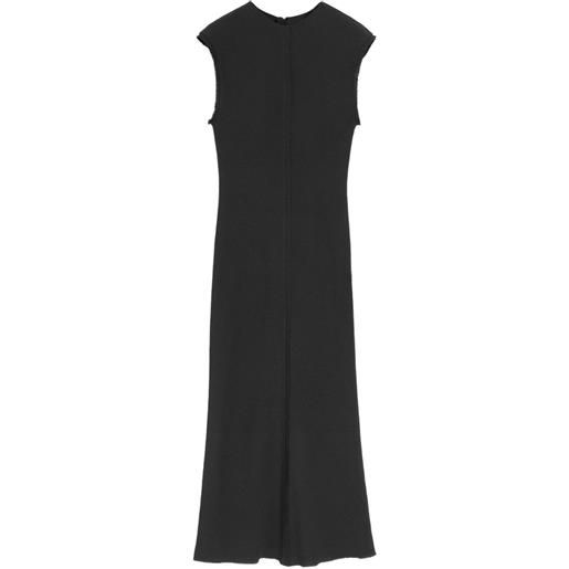 AMI Paris abito lungo smanicato con orlo a taglio vivo - nero